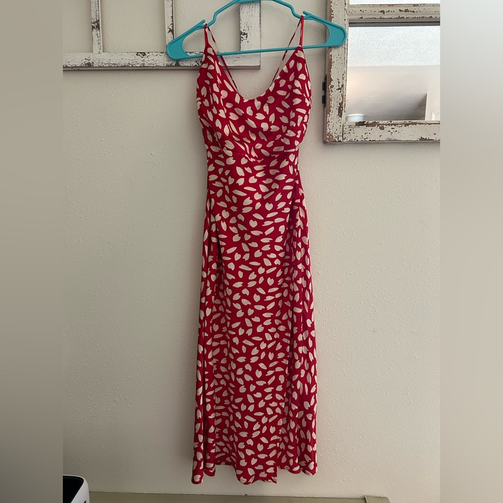 Hello Molly Red And White Leaf Maxi Dress - image 1